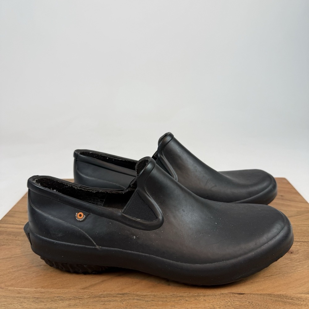 Womens Bogs Patch Slip On Solid Black Waterproof Garden Rain Shoes Size 9 M